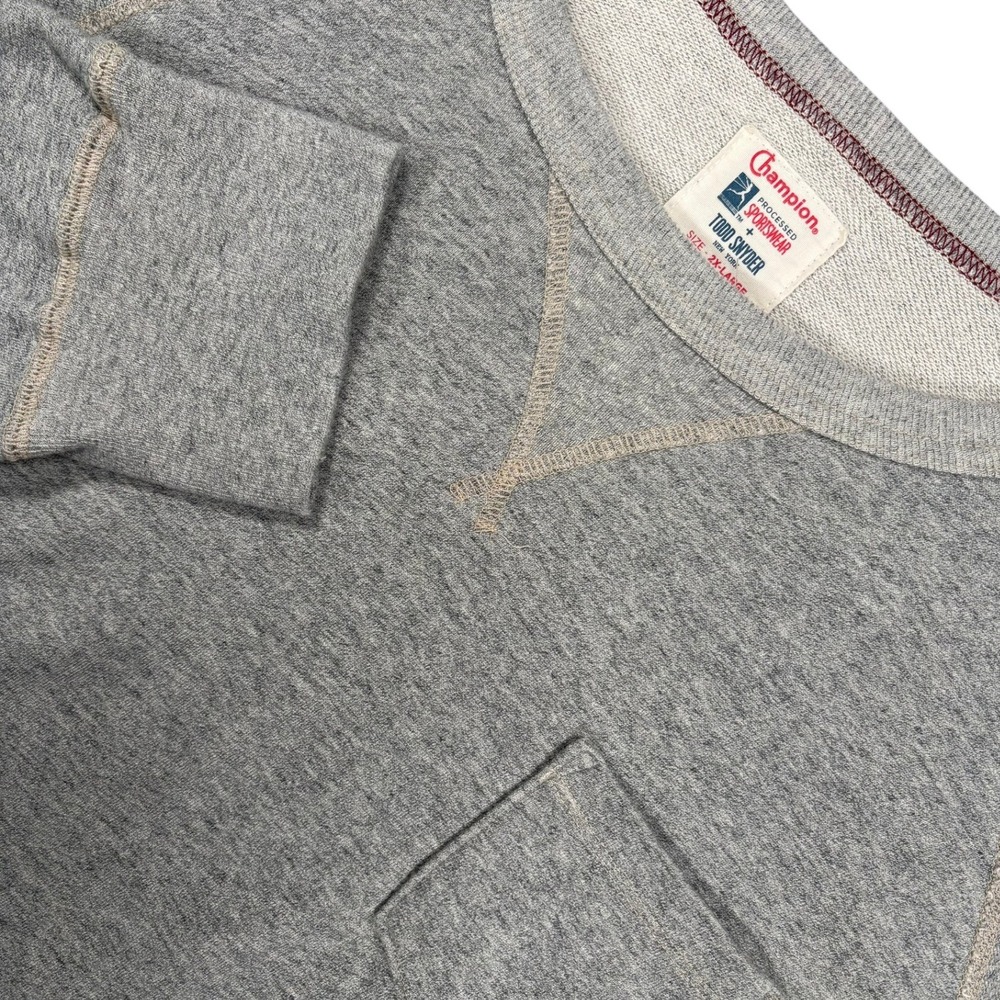 Champion Todd Snyder Pocket Sweatshirt Mens 2XL Gray Reverse Weave Raglan
